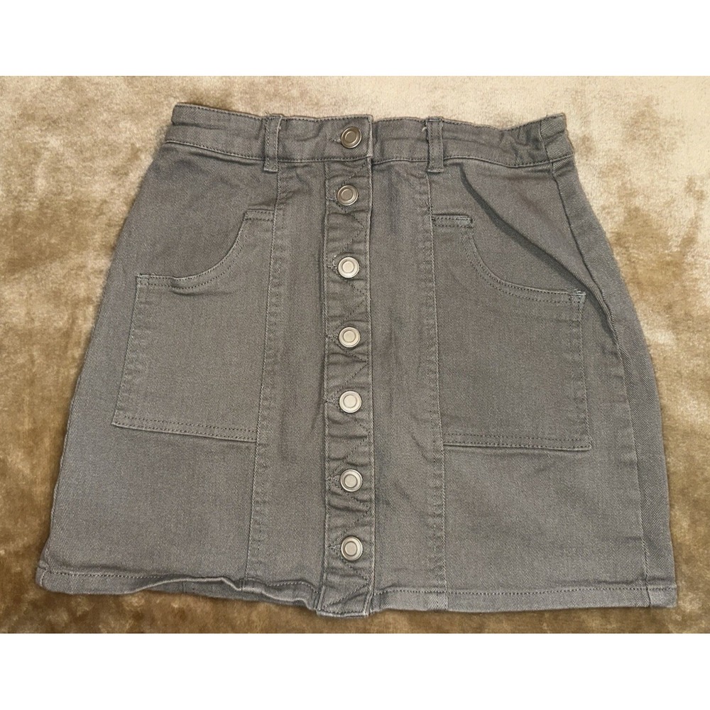 Altar'd State Skirt Size  S Gray Denim Pockets Button Y2K Mini